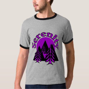 T-shirt Citation Serenity Moderne Black Purple Lune Arbres