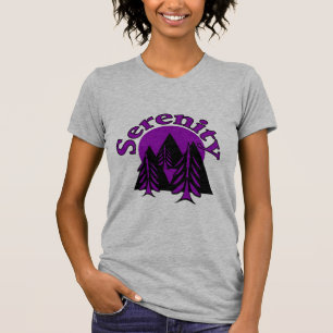 T-shirt Citation Serenity Moderne Black Purple Lune Arbres