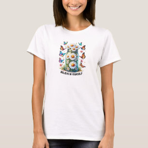 T-shirt Citations florales inspirantes Croyez en vous