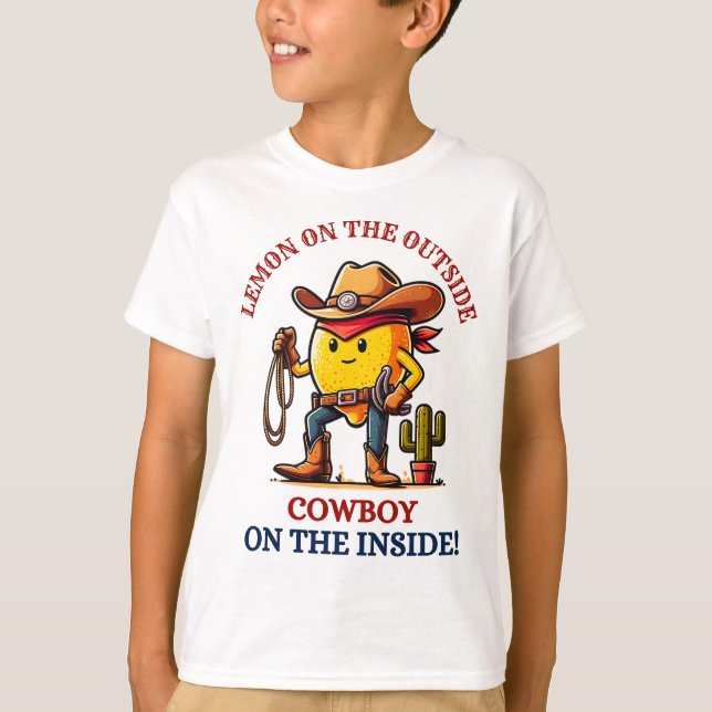 T-shirt Citron cowboy avec lasso et cactus (Devant)
