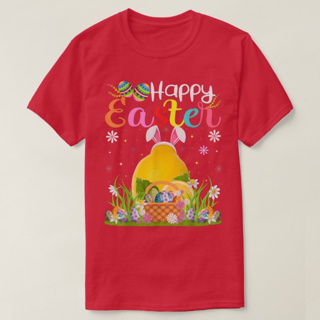 T-shirt Citron Fruit Bunny Oeuf Chasse Funny Lemon Happy E (Design devant)