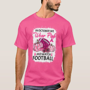 T-shirt Citrouille Automne En Octobre Nous Portons Rose Et