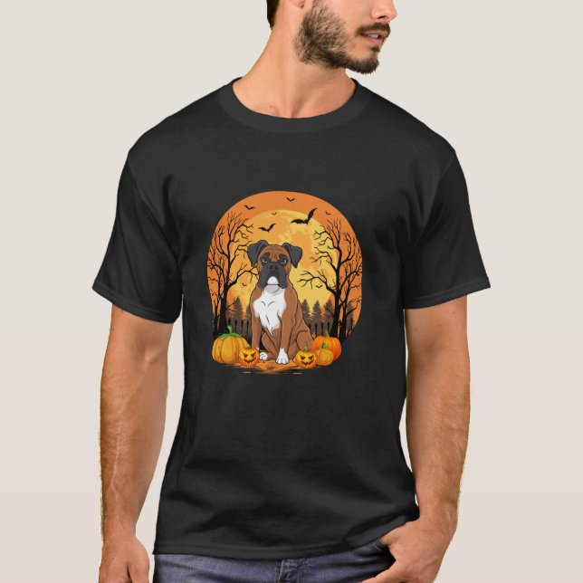 T-shirt Citrouille Avec Amusant Costume Halloween Boxer Ch (Devant)