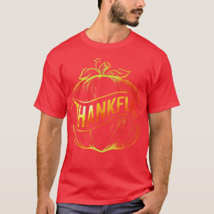 T-shirt Citrouille Avec Bandage Ruban Merci Thanksgiving