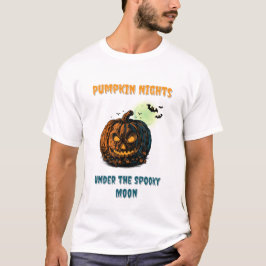 T-shirt Citrouille avec Pleine lune et Halloween