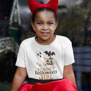 T-shirt Citrouille Bat Ghost Éffrayante Halloween Girl