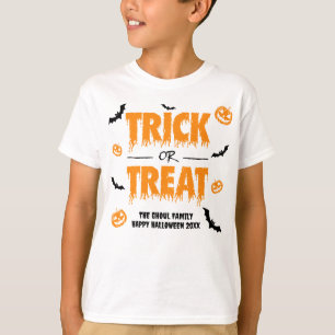 T-shirt Citrouille Bat Trick ou Traiter Thème de lumière 2