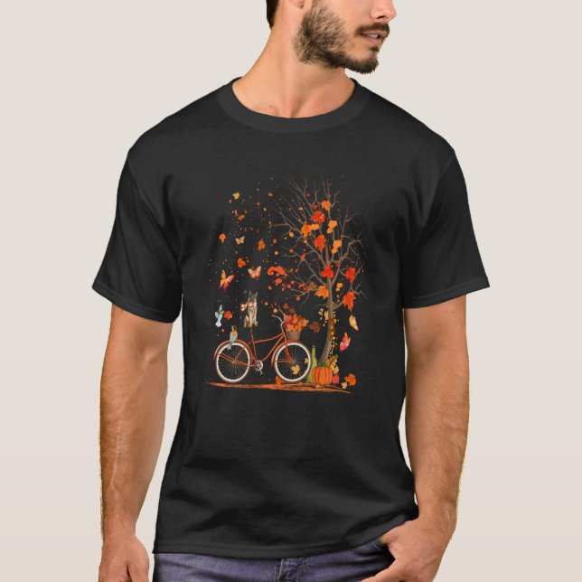 T-shirt Citrouille berger allemand Bicyclette chute laisse (Devant)