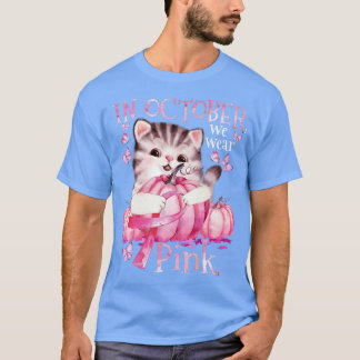 T-shirt Citrouille Chat Halloween En Octobre Nous Portons 
