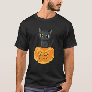 T-shirt Citrouille Chat Pleine Lune Jack O Lantern Hallowe