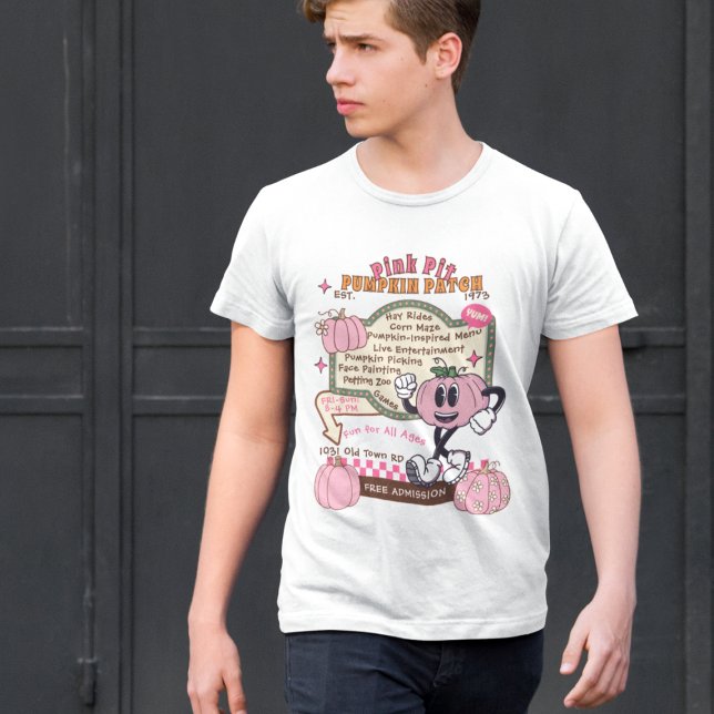 T-shirt Citrouille Citrouille de patchs - Citrouille rose (This item is for display purposes only to illustrate the design element. )