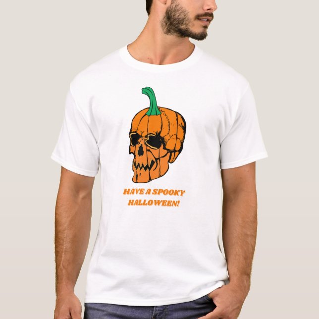T-shirt Citrouille crâne d'Halloween (Devant)