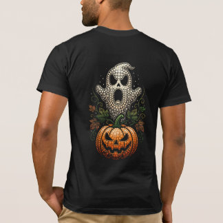 T-shirt Citrouille crânienne Halloween gothique en art poi