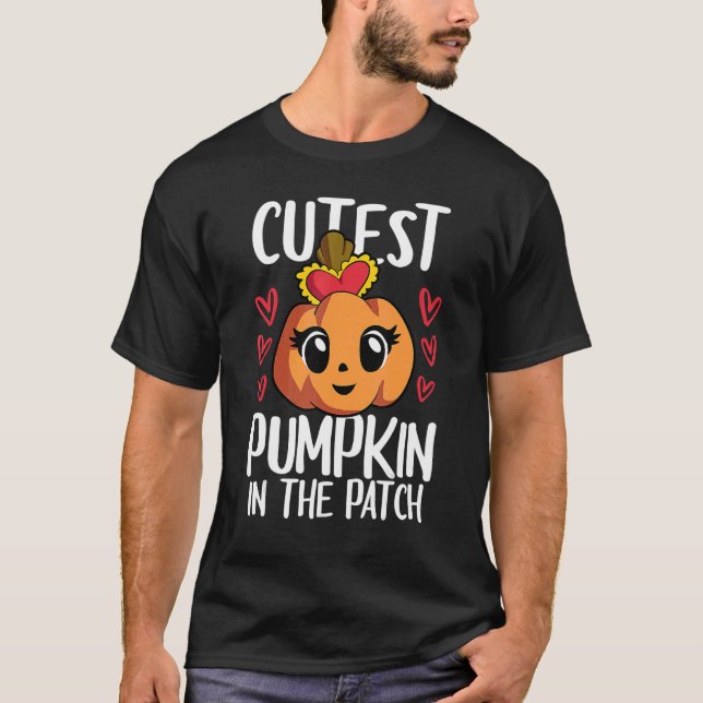 T-shirt Citrouille Cutest Dans Le Patch Les Filles Enfants (Devant)