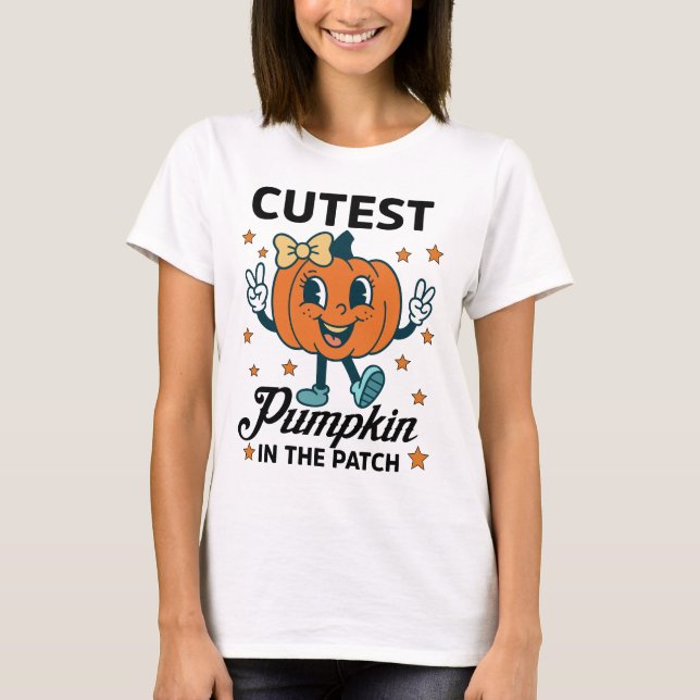 T-shirt Citrouille Cutest Dans Le Patch SVG, Fall Svg, Dis (Devant)