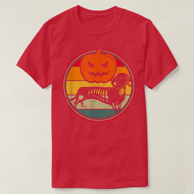 T-shirt Citrouille Dachshund Funny Halloween Jack-o'-lante (Design devant)