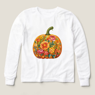 T-shirt Citrouille d'art populaire féminin - Symét