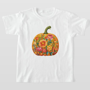T-shirt Citrouille d'art populaire féminin - Symét