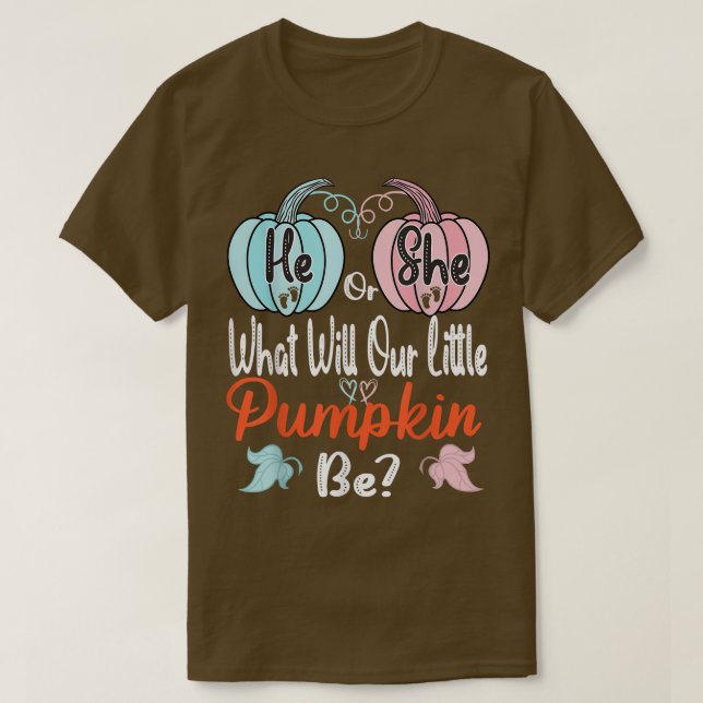 T-shirt Citrouille d'automne Sexe Révéler qu'il ou elle Ba (Design devant)
