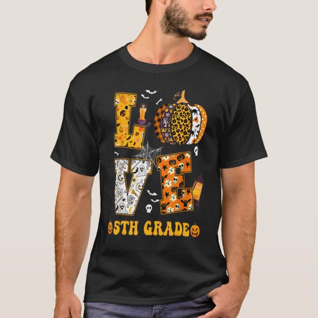 T-shirt citrouille de 5e année enseignant amour étudiant H (Devant)