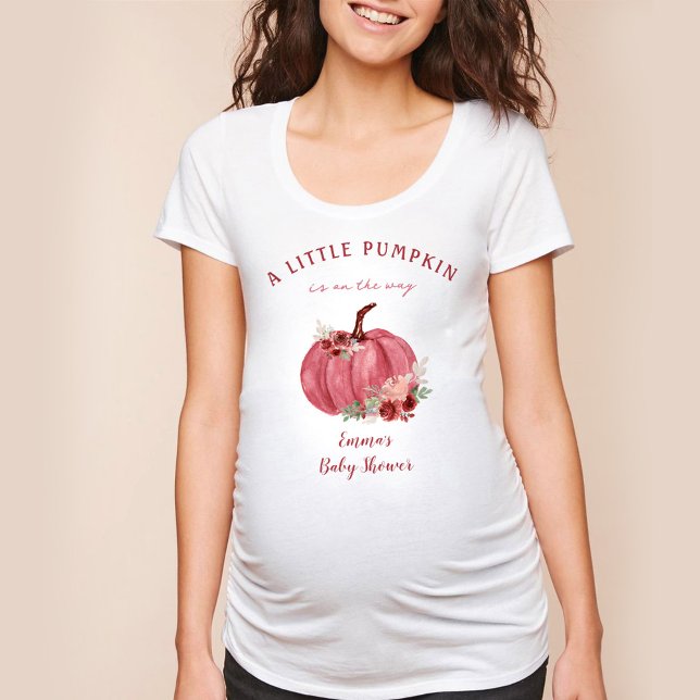 T-shirt Citrouille de Bourgogne Nom du Baby shower d'autom (Burgundy Pumpkin Fall Baby shower Name T-Shirt)
