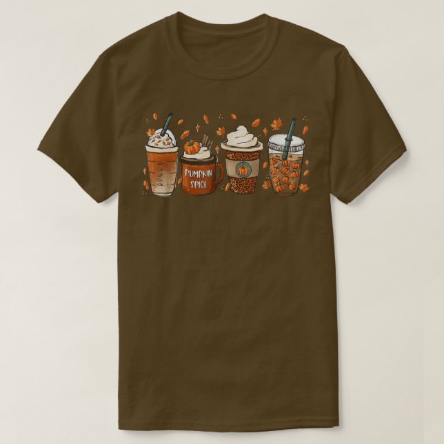 T-shirt Citrouille de café d'automne épice latte glacé cha (Design devant)