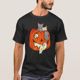 T-shirt Citrouille de chat mignonne Jack O Lanterne sculpt