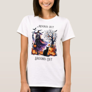 T-shirt Citrouille de chat noir de sorcière d'Halloween