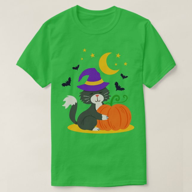 T-shirt Citrouille de chats d'Halloween (Design devant)