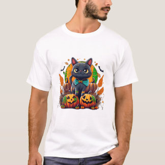 T-shirt Citrouille de costume de chat Halloween