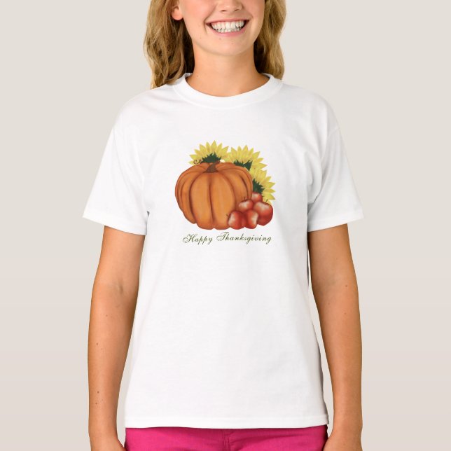 T-shirt Citrouille de récolte d'automne bon thanksgiving (Devant)