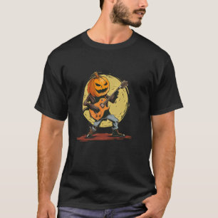 T-shirt Citrouille d'Halloween avec guitare cool pour les 
