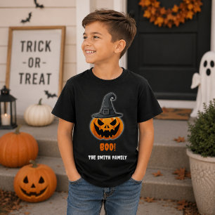 T-shirt Citrouille d'Halloween “BOO!” – Nom personnalisé