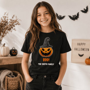T-Shirt Citrouille d'Halloween “BOO!” – Nom personnalisé