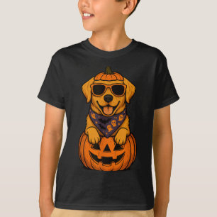 T-shirt Citrouille d'Halloween de Labrador Retriever jaune