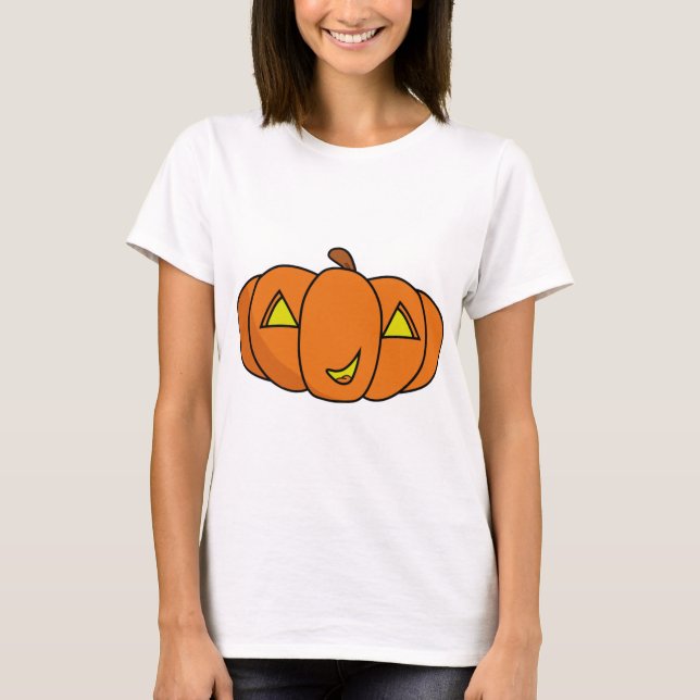 T-shirt Citrouille d'Halloween doux et souriant (Devant)