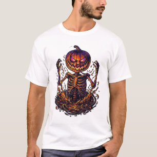 T-shirt Citrouille d'Halloween squelette Portail Magique F