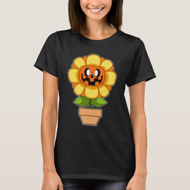 T-shirt Citrouille d'Halloween tournesol (Devant)