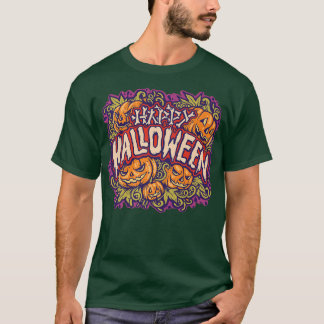 T-shirt Citrouille Éffrayant Halloween Jack-o'-lantern