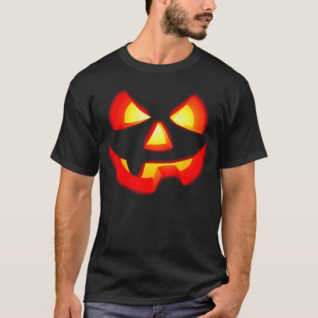 T-shirt Citrouille effrayant Visage Jack O' Lantern Hallow (Devant)