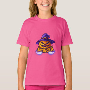 T-shirt Citrouille effrayante d'Halloween pour fille