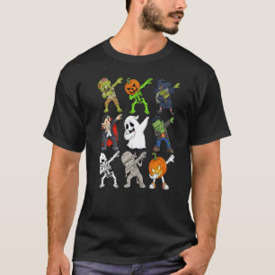 T-shirt Citrouille effrayante squelette Halloween Dabbing 