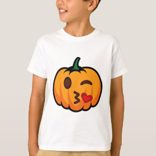 T-shirt Citrouille Emoji One Eye Open Wink Blow Kiss Love 