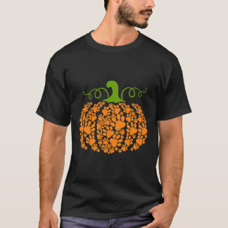 T-shirt Citrouille Empreinte de patte Drôle Halloween Paw