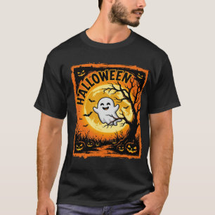 T-shirt Citrouille Fantôme Halloween Arbre Ensorcelé