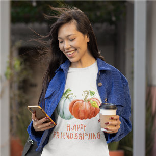 T-shirt Citrouille Happy Friendsgiving brûlé orange chute