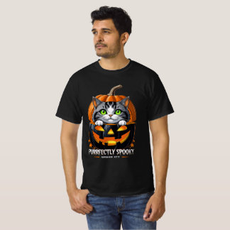 T-shirt Citrouille Head Kitty Halloween Éffrayant à