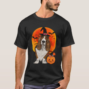 T-shirt Citrouille Jack-o'-lantern Halloween Basset Hound