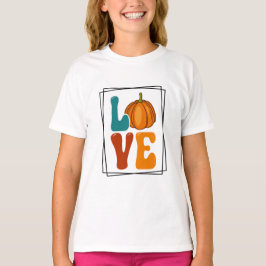 T-shirt Citrouille LOVE Automne Filles d'automne