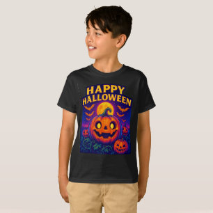T-shirt Citrouille Neon Glow "Happy Halloween"
